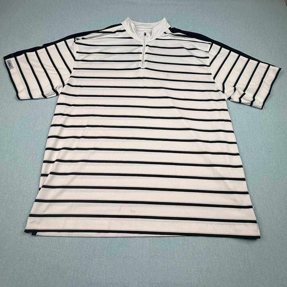 Men's Callaway X-Series Golf Polo Shirt XL Quarter Zip White with Black Strips